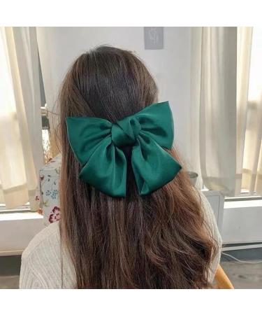 MISSTARS Bow Hair Clip Hair Bows for Women Big Bowknot Hairpin French Hair Clips Solid Color Soft Satin Silky Hair Bows for Women Girls (Green) - Buy Online on GoSupps.com