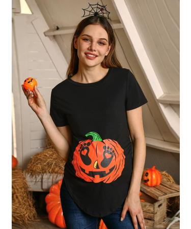 G and PL Halloween Pregnancy Women's Top Maternity Funny Graphic Shirt - S-XXL | Pumpkin Face Design - Buy Online on GoSupps.com