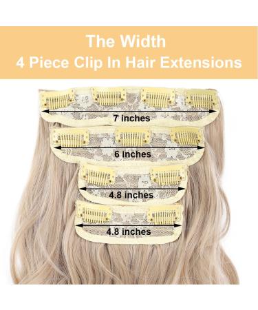 4PCS 20 Ash Blonde Mix Bleach Blonde Wavy Clip in Hair Extensions - Synthetic Thick Hair Piece for Women - Buy Online on GoSupps.com