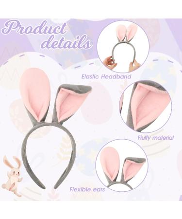 Abeillo Bunny Ears Headband Cute Plush Rabbit Ears Hairband Gray&Pink Hair Styling Decoration for Bunny Costume Cosplay Party Fancy Dress Up Accessories Women's Fashion Headbands - Buy Online on GoSupps.com