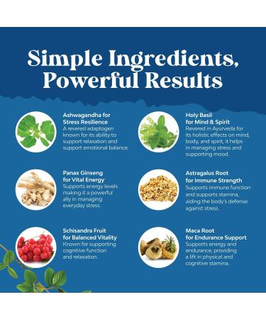 Herbal Adaptogen Mood Support Supplement - Calming Adaptogens Supplement for Stress & Cortisol Management with Ashwagandha Rhodiola Rosea & Maca Root - Vegan Non GMO & Daytime Friendly - 60ct - Buy Online on GoSupps.com