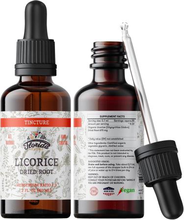 Licorice Tincture Organic Licorice Extract (Glycyrrhiza Glabra) Dried Root Herbal Supplement Non-GMO in Cold-Pressed Organic Vegetable Glycerin 2 oz 670 mg 2 Fl Oz (Pack of 1) - Buy Online on GoSupps.com
