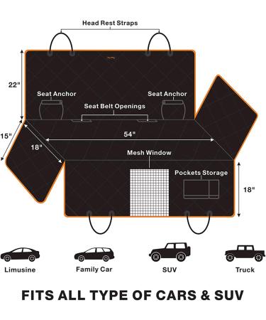 iBuddy Waterproof Dog Car Seat Cover with Mesh Window and Seat Belt - Durable Black Pet Hammock for Cars/Trucks/SUVs - Buy Online on GoSupps.com
