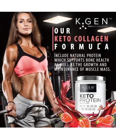 K-GEN Keto Collagen Protein Powder - Natural Multi Collagen with Strawberry, Coconut MCT, Vitamin C+B6 - UK Made for Keto, Paleo & Primal - 350g - Buy Online on GoSupps.com