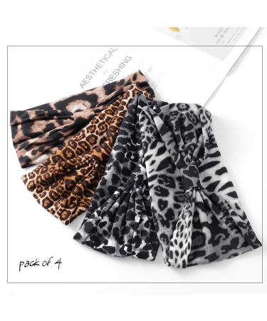 GORTIN Boho Headbands - Pack of 4 Black Leopard Yoga Sweatbands for Women and Girls - Buy Online on GoSupps.com