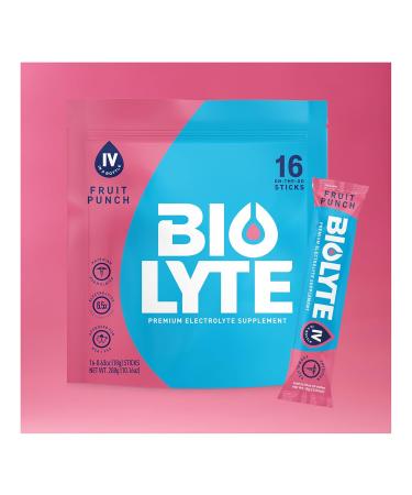 BIOLYTE IV Electrolyte Powder Packets, IV Liquid Drink Mix for Water, Doctor-Developed Hydration, Dehydration Relief, Chemotherapy Must Haves for Women, Men- Fruit Punch (16 Sticks) - Buy Online on GoSupps.com