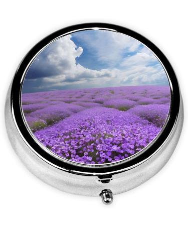 Buy Lavender Flower Mini Round Pill Box - 3 Compartment Travel Organizer for Home & Office - Buy Online on GoSupps.com