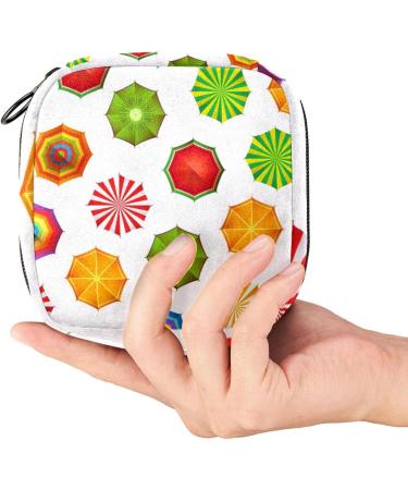 Summer Beach Raincoat Pattern Sanitary Napkin Storage Bag - Portable Menstrual Cup Pocket with Zipper for Teen Girls & Women - Buy Online on GoSupps.com
