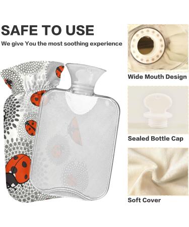 Ladybug Hot Water Bottle with Cover - 2L BPA Free Floral Design for Pain Relief & Cramps - Buy Online on GoSupps.com