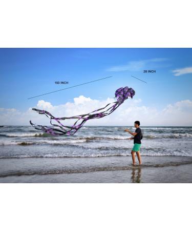Kizh Octopus Kite - Large Frameless Soft Parafoil Kite with 157 Inch Long Tail - Easy to Fly for Adults and Kids - Perfect Outdoor Activity and Beach Trip Gift (Purple) - Buy Online on GoSupps.com