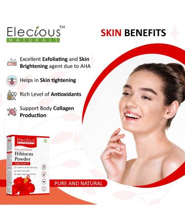 Elecious Hibiscus Powder for Hair Growth & Glowing Skin 200GM | Perfect for Hair Pack Face Pack & Hibiscus Tea - Buy Online on GoSupps.com