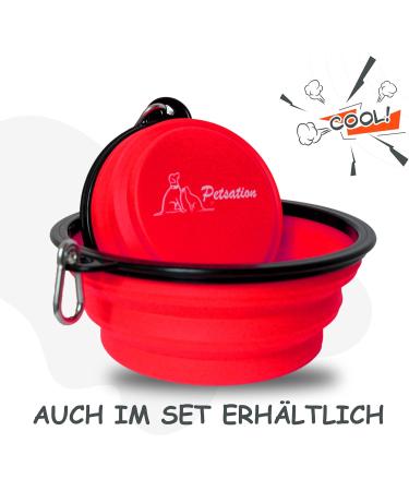 Petsation Foldable Dog Bowl - Original 1000ml & 350ml Travel Food & Water Bowl for Dogs - Ideal for On-the-Go Feeding - Red - Buy Online on GoSupps.com