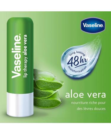Vaseline Lip Therapy Aloe Vera | Tinted Lip Balm | Lipstick with Aloe Vera and Vitamin E (Aloe Vera 1 x 4.8g) - Buy Online on GoSupps.com