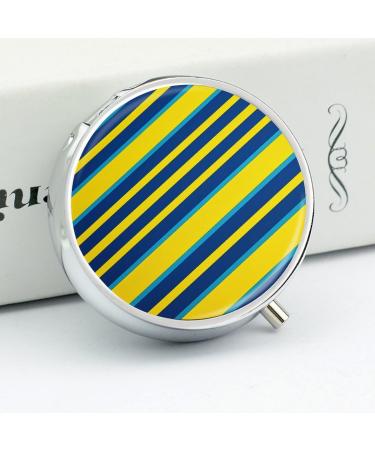 Buy Portable 3 Compartment Pill Box - Travel-Friendly Yellow & Blue Striped Organizer for Purse & Pocket - Buy Online on GoSupps.com