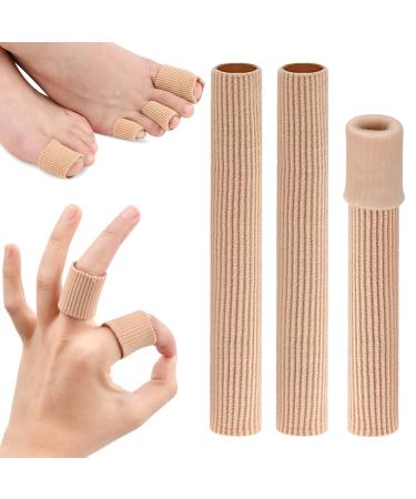 Toe Cushion 3 Pieces Tubes Sleeves 5.9 Inches Toe Protector for Cushions Corns Blisters Calluses Cut-Table Breathable Fiber Silicone Toe Tube Finger and Toe (M)