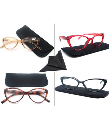 Women's Cat Eye Reading Glasses 1.25 - 4 Pack Stylish Cateye Readers with Comfortable Spring Hinge - Lightweight and Flexible - 4 Mix Color Set - Women's Cheaters - Buy Online on GoSupps.com