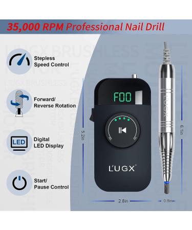 UGX Professional Nail Drill 35000RPM Brushless Electric Machine | Portable Rechargeable Nail File for Acrylic Gel Nails - Manicure Pedicure - Buy Online on GoSupps.com