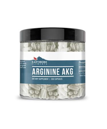 Earthborn Elements Arginine AAKG 200 Capsules Pure & Undiluted No Additives 200 Count (Pack of 1)