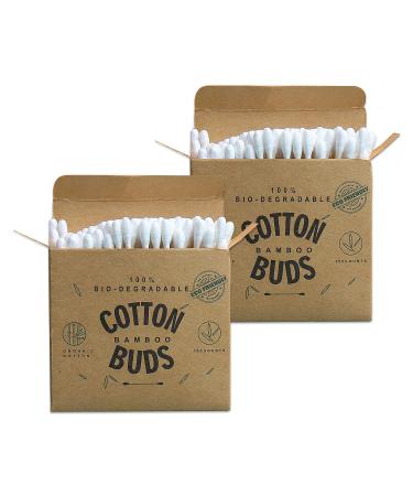 2-Boxes of 200 Bamboo Cotton Swabs Plastic Free Portable Biodegradable Eco-Friendly and Renewable Resources.
