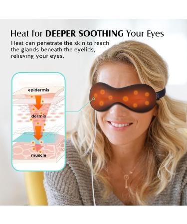 YFONG Heated Eye Mask for Dry Eyes & Migraine Relief - USB Wired Compress with 3 Heat Settings Timer & Relaxing Sleep Mask (Black - Buy Online on GoSupps.com