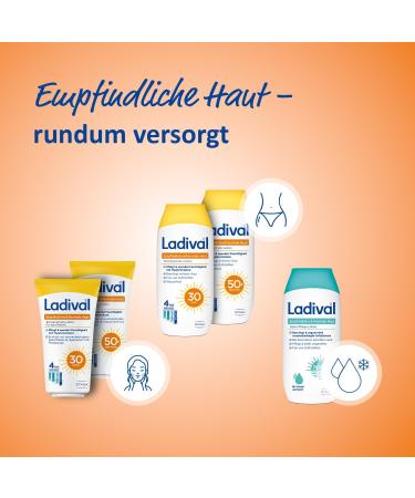  Ladival Ladiva SPF 30 Sunscreen Lotion for Sensitive and Normal Skin. With 4 layers of cellular protection hyaluronic acid and photolyase. 50 ml - Buy Online on GoSupps.com