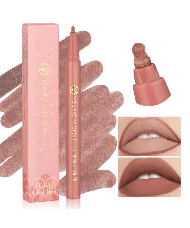 YOUNG VISION Gourd-Shaped Precision Liquid Lipstick & Lipliner - Nude Matte Perfection