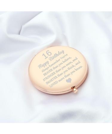 FUSTMW Happy 16th Birthday Gifts Mirror - Rose Gold Compact Pocket Makeup Mirror for Girls - Sweet 16 Inspirational Gift - Buy Online on GoSupps.com