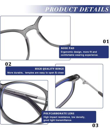 DUCO Vintage Round Blue Light Glasses for Men & Women | Blue Ray Blocking Non-Prescription Eyewear | Computer Screen Glasses Grey 5213 - International Shipping Available - Buy Online on GoSupps.com