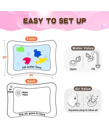 Inflatable Tummy Time Mat: Premium Baby Water Play Mat for Stimulation and Sensory Development - Ideal Toys for Infants and Toddlers (Pink) - Buy Online on GoSupps.com