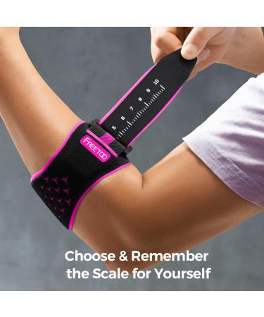 FREETOO Tennis Elbow Support Strap - Doctor Approved Compression Brace for Tendonitis Stylish Design for Men and Women - Rose Red, One Size - Buy Online on GoSupps.com