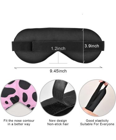 Haskirky Light Blocking Eye Mask - Adjustable Breathable Comfort for Business Travel, Yoga, Meditation - Pink Cow Print - Buy Online on GoSupps.com