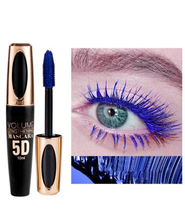 EONFAVE Silk Fiber 5D Mascara blue telescopic mascara for eyelashes waterproof and smudgeproof quickdrying nonclogging mascara long eyelashes blue eyes makeup blue 10 ml 1er Pack