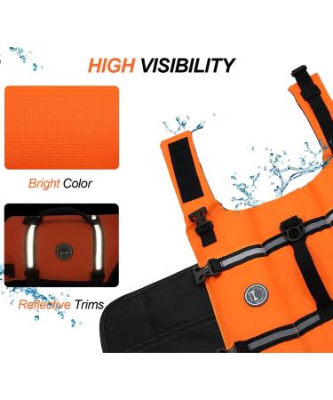 Vivaglory Neon-Orange Ripstop Dog Lifeguard Vest - Improved Buoyancy & Visibility for Small & Medium Dogs (XXS: 28-35cm Chest) - Ideal for Boating & Water Safety - Buy Online on GoSupps.com
