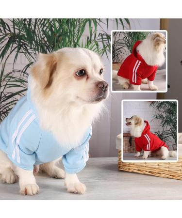 Shop Cute Dog Sweater for Small Dogs - Light Blue & Red Cotton Hoodie - Warm & Cozy Pet Apparel - Buy Online on GoSupps.com