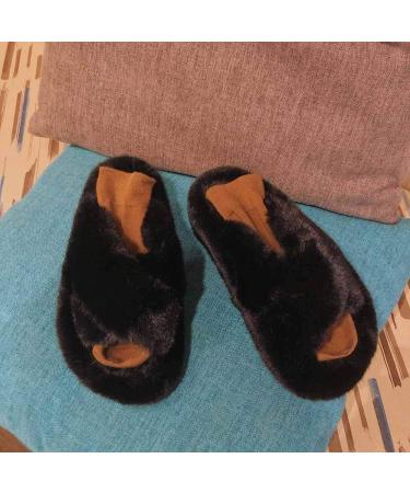 Fluffy Sliders Womens Furry and Fluffy Slippers for Women Indoor Slippers Autumn Winter Plush Flat Shoes for Women House Slippers for Indoor Outdoor Fashion Sandals (C 24.5CM)