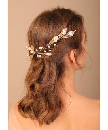Deniferymakeup Wedding Leaves Hair Vines with Pearl Wedding Bridal Headpieces Headbands Wedding Hair Accessory for Bride and Bridesmaid (Style 1) - Buy Online on GoSupps.com