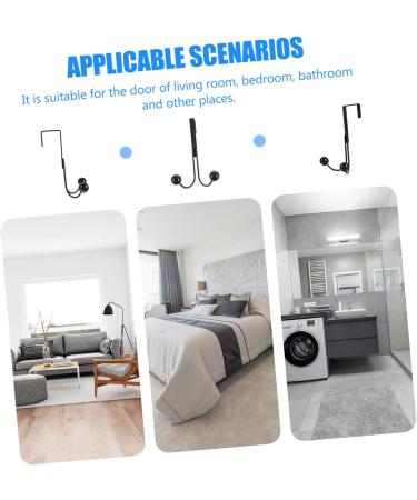 KICHOUSE 2pcs Double Hook Wall Mounted Organizer Over Door Storage Rack Door Hanger Metal Clothes Hook 14x9cm Black - Buy Online on GoSupps.com