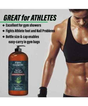 Tea Tree Oil Body Wash with Mint - 16 fl oz - Removes Body Odor - Botanical Shower Gel Soap for Women & Men with Oregano, Rosemary, Cinnamon Oil - Buy Online on GoSupps.com