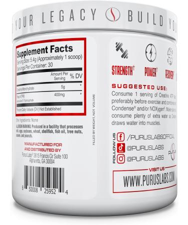 Purus Labs Creatine ATP - Unflavored Peak ATP + Creatine Monohydrate | 30 Servings for Muscle Activation & Cellular Energy - International Shipping Available - Buy Online on GoSupps.com