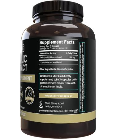 Pure Original Ingredients Garlic Extract (365 Capsules) No Magnesium Or Rice Fillers Always Pure Lab Verified 365 Count (Pack of 1) - Buy Online on GoSupps.com