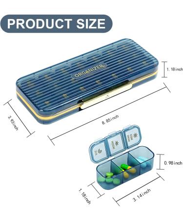 Weekly Pill Organizer - 3 Times a Day 7 Day Travel Medicine Box | Moisture Resistant & Secure Closure for Pills Vitamins Supplements (Blue - Buy Online on GoSupps.com