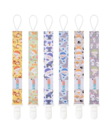 ALVABABY Baby Pacifier Clips for Boys Girls Pacifier Universal Holder Leash Pacifier Clip Binky Holder for Teether Toys Soothie 6 Pack 6DBP03-1 03Baby&Animals