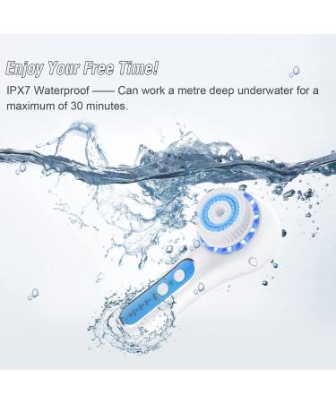 FreeBreath Facial Cleansing Brush | IPX7 Waterproof Face Scrubber | 3 Speed Modes | 5 Brush Heads | Remove Blackheads | Rechargeable | Light Blue - Buy Online on GoSupps.com