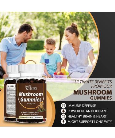 Vakasa Mushroom Gummies 10 Blend 2500mg Complex with Maitake Lions Mane Reishi Cordyceps Chaga Turkey Tail - Brain Booster, Focus, Immune Support, Energy - 60 Gummies - Buy Online on GoSupps.com