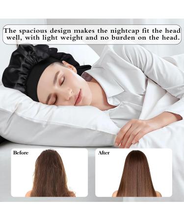 2Pcs Silk Satin Bonnet Hair Wrap Set for Sleeping - Tie Band for Women, Long Curly Hair Cap for Washing & Makeup - Perfect Silk Bonnet Sleep Cap for Curly Hair - Buy Online on GoSupps.com