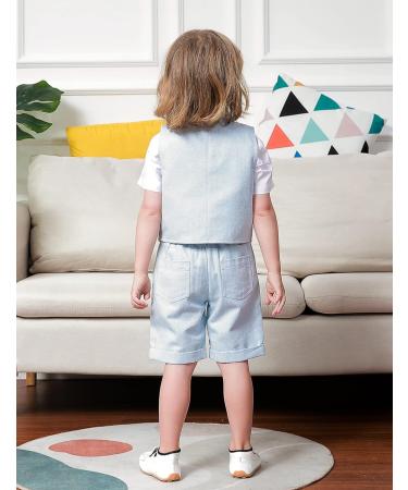 Mint Green Baby Boy 3pcs Gentleman Suit Herringbone Wedding Christening Outfit | Light Blue | 12-18 Months - Buy Online on GoSupps.com
