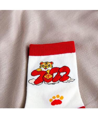 Chinese New Year Red Cotton Sports Socks - 5 Pairs | Women's Fashion 2022 Spring Festival Good Luck Socks (Size 34-39) - Buy Online on GoSupps.com