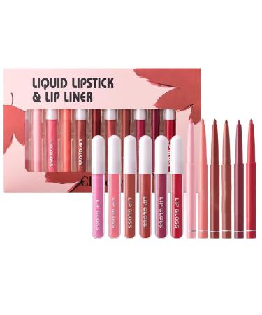 G n rique Lip Liner Combo Lipstick And Liner Matte Lip Plumping Long-Lasting Lipstick Set Liquid Lipstick Set Lip Liner Pen Defined Lips Set Lip Liner And Lipstick Plumping Lipstick Combo Matte Lip Lin