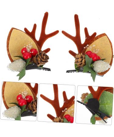 FRCOLOR 2 Pairs Christmas Hair Clips Xmas Kids Hair Accessories Xmas Stocking Stuffers Holiday Hair Accessories Girls Hair Clips Xmas Antler Hair Barrettes Child Pine Cones Elk Iron - Buy Online on GoSupps.com