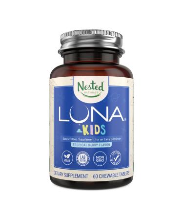 Nested Luna Kids Sleep Aid for Children & Melatonin Sensitive Adults - 60 Chewable Pills